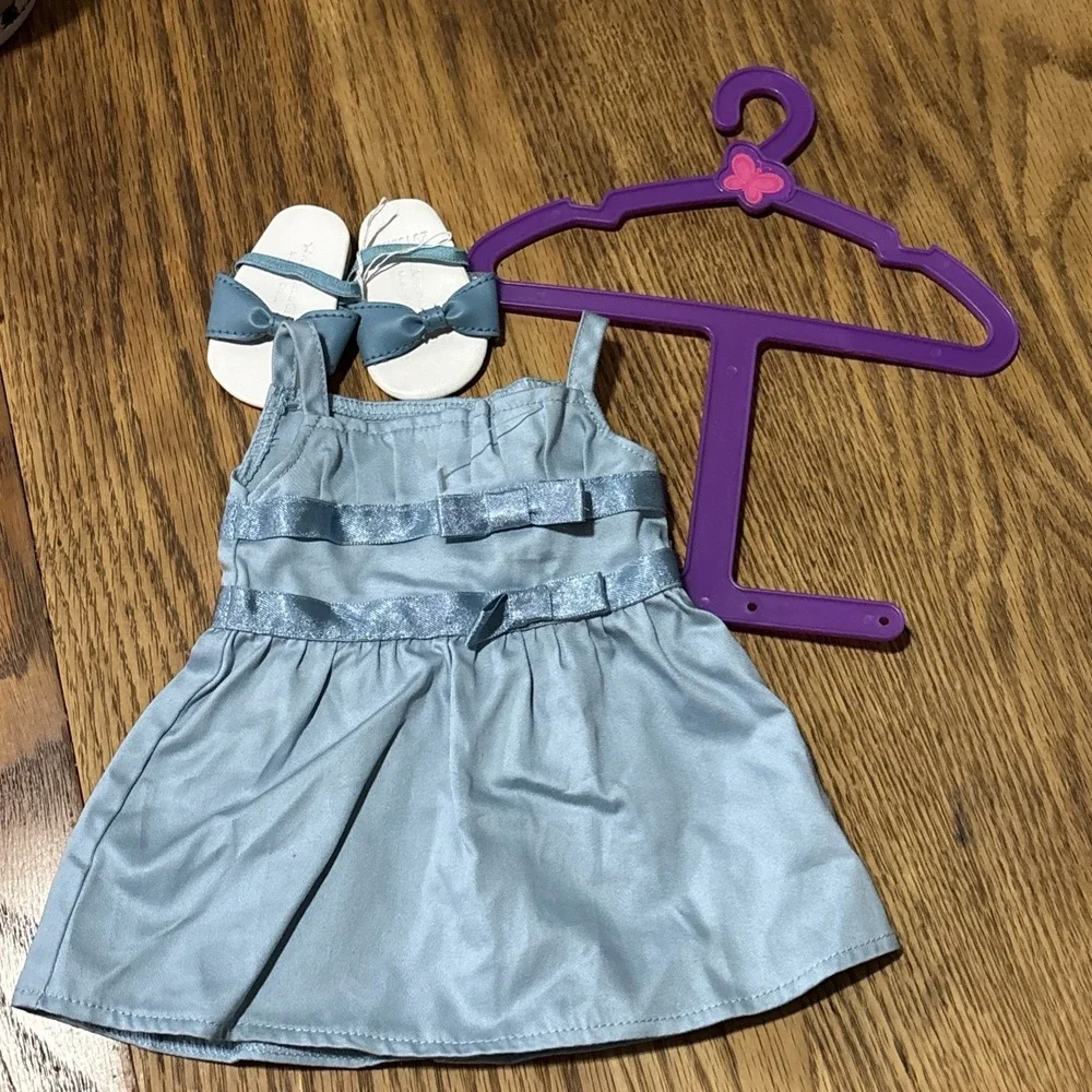 American‎ Girl Doll Dress With Matching Shoes Blue Special Occasion Party